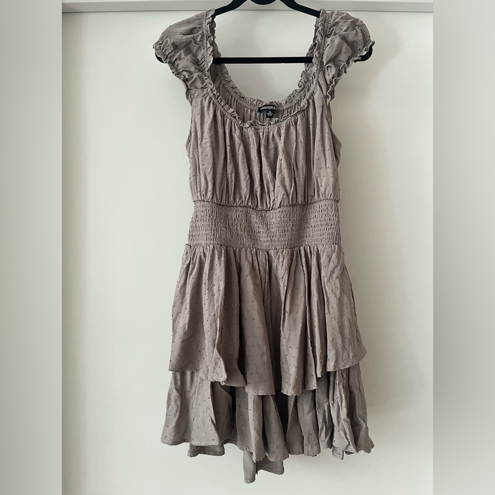Harper & Ivy | Tiered Ruffle Dress | Gray | XL